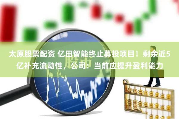 太原股票配资 亿田智能终止募投项目！剩余近5亿补充流动性，公司：当前应提升盈利能力